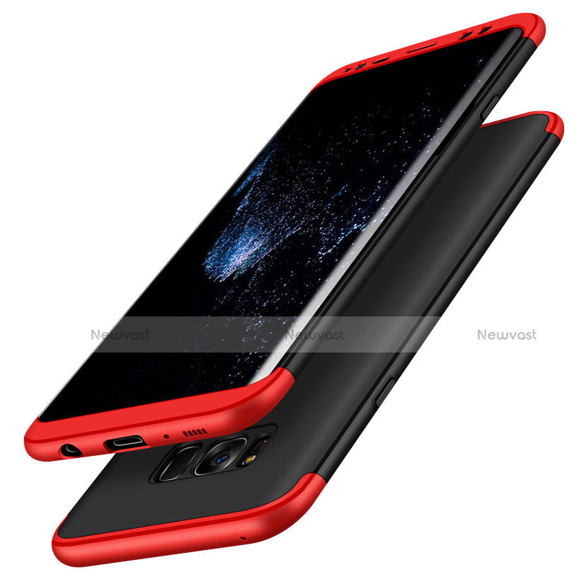 Hard Rigid Plastic Matte Finish Front and Back Snap On Case 360 Degrees M03 for Samsung Galaxy S8 Plus Red and Black