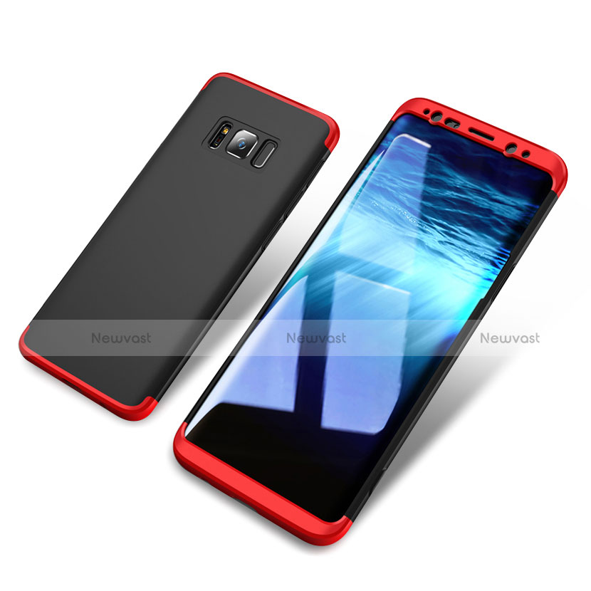 Hard Rigid Plastic Matte Finish Front and Back Snap On Case 360 Degrees M03 for Samsung Galaxy S8 Plus Red and Black