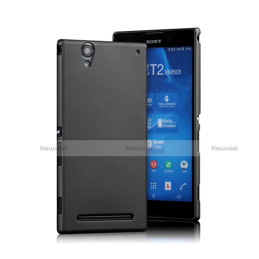 Hard Rigid Plastic Matte Finish Snap On Case for Sony Xperia T2 Ultra Dual Black