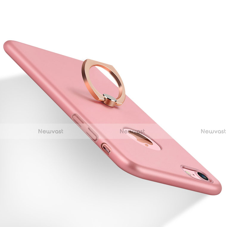 Hard Rigid Plastic Matte Finish Snap On Case with Finger Ring Stand A01 for Apple iPhone SE3 2022 Pink