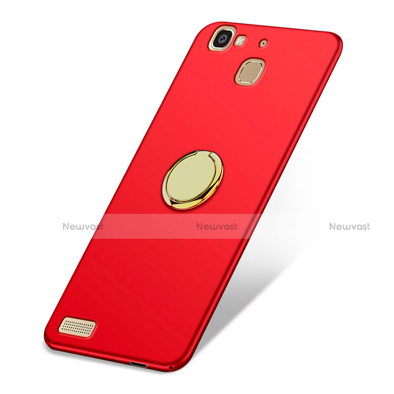 Hard Rigid Plastic Matte Finish Snap On Case with Finger Ring Stand A02 for Huawei Enjoy 5S Red