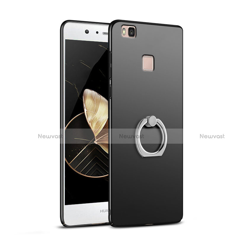 Hard Rigid Plastic Matte Finish Snap On Case with Finger Ring Stand A02 for Huawei G9 Lite Black