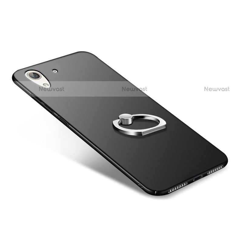 Hard Rigid Plastic Matte Finish Snap On Case with Finger Ring Stand A02 for Huawei Honor 5A Black