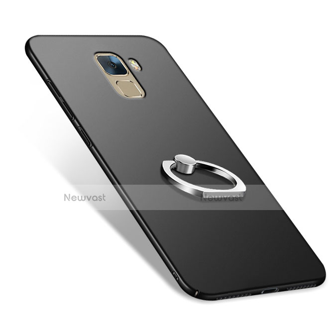 Hard Rigid Plastic Matte Finish Snap On Case with Finger Ring Stand A02 for Huawei Honor 7 Dual SIM Black
