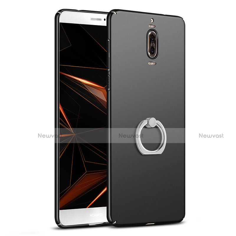 Hard Rigid Plastic Matte Finish Snap On Case with Finger Ring Stand A02 for Huawei Mate 9 Pro Black