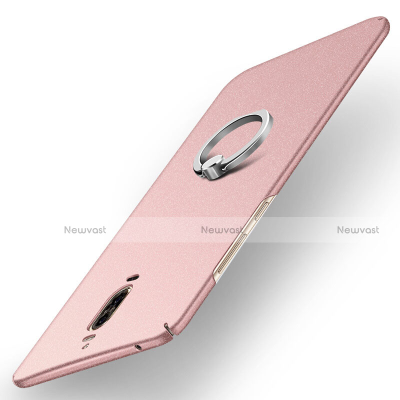 Hard Rigid Plastic Matte Finish Snap On Case with Finger Ring Stand A02 for Huawei Mate 9 Pro Rose Gold