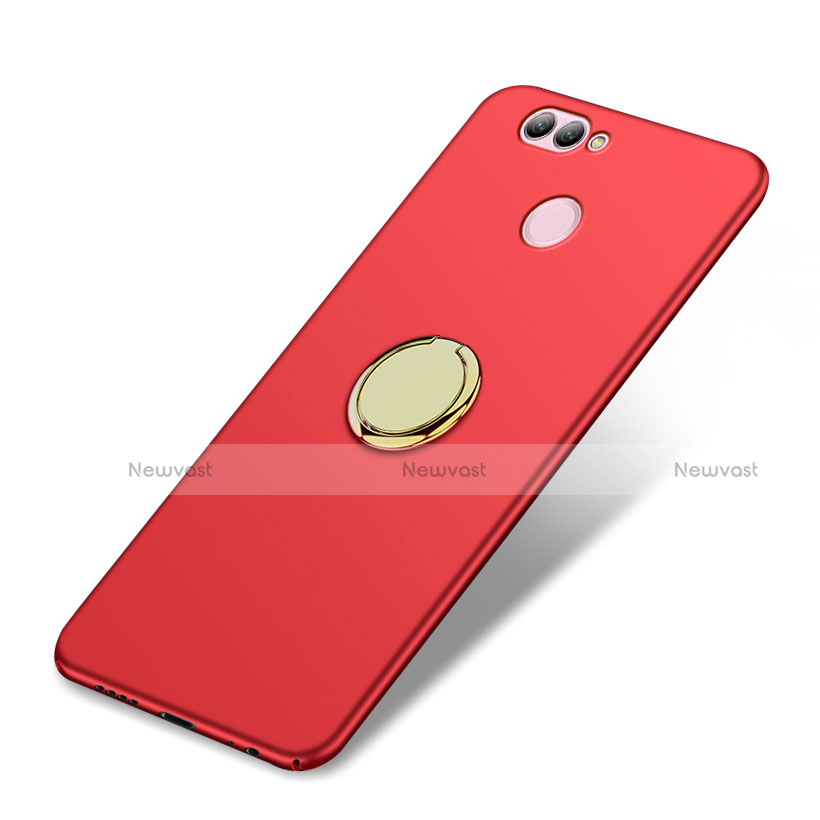Hard Rigid Plastic Matte Finish Snap On Case with Finger Ring Stand A02 for Huawei Nova 2 Plus Red