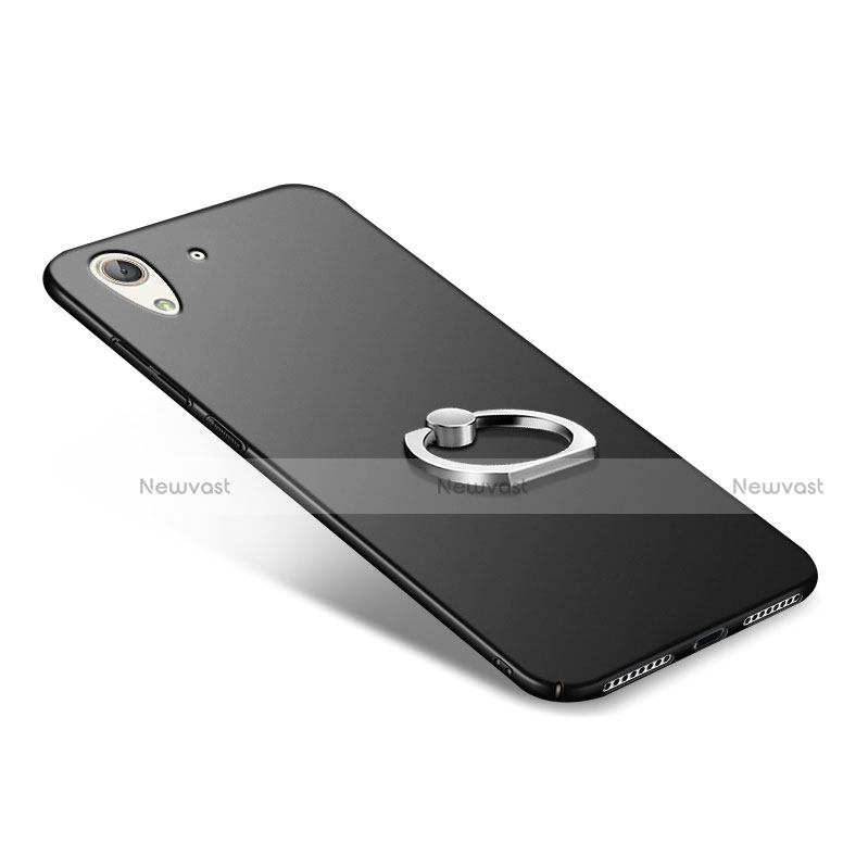 Hard Rigid Plastic Matte Finish Snap On Case with Finger Ring Stand A02 for Huawei Y6 II 5 5 Black