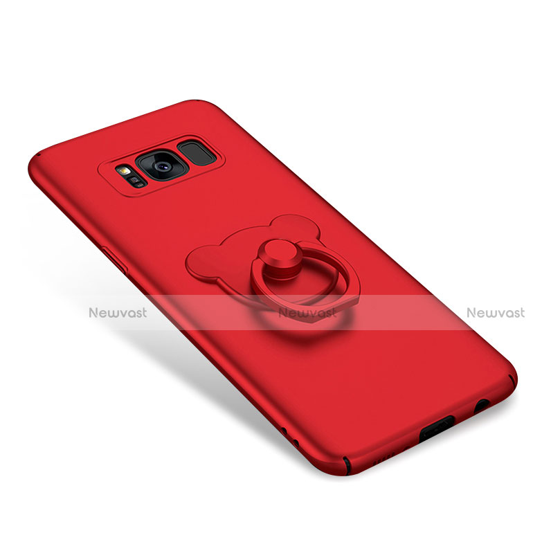 Hard Rigid Plastic Matte Finish Snap On Case with Finger Ring Stand A02 for Samsung Galaxy S8 Red