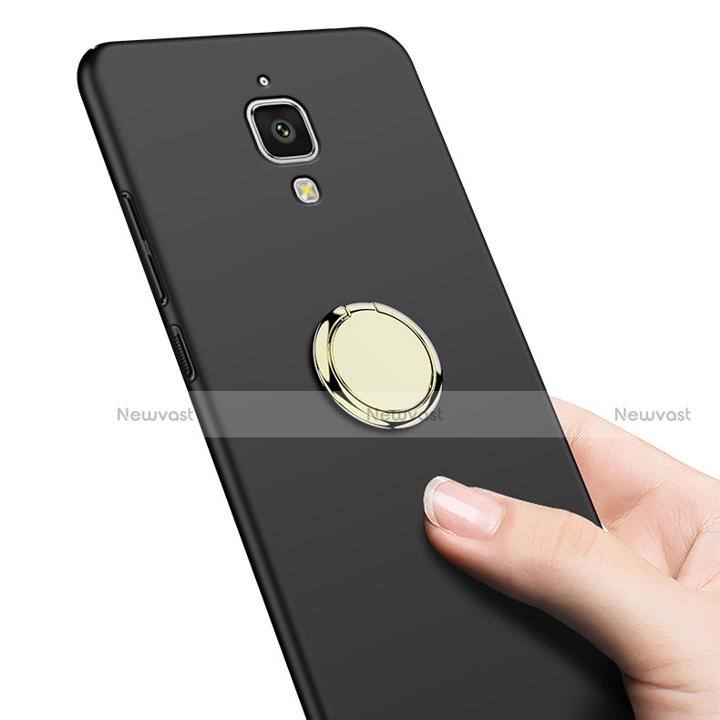Hard Rigid Plastic Matte Finish Snap On Case with Finger Ring Stand A02 for Xiaomi Mi 4 Black