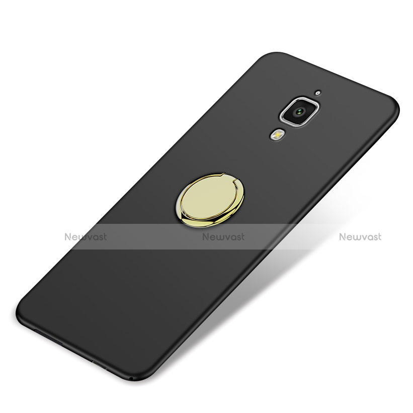 Hard Rigid Plastic Matte Finish Snap On Case with Finger Ring Stand A02 for Xiaomi Mi 4 LTE Black