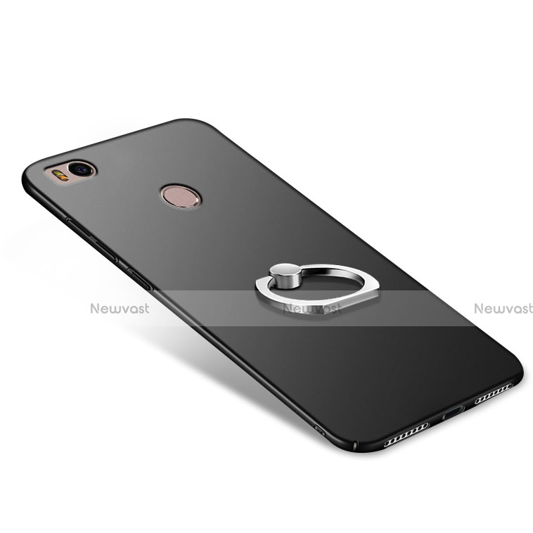 Hard Rigid Plastic Matte Finish Snap On Case with Finger Ring Stand A02 for Xiaomi Mi 4S Black
