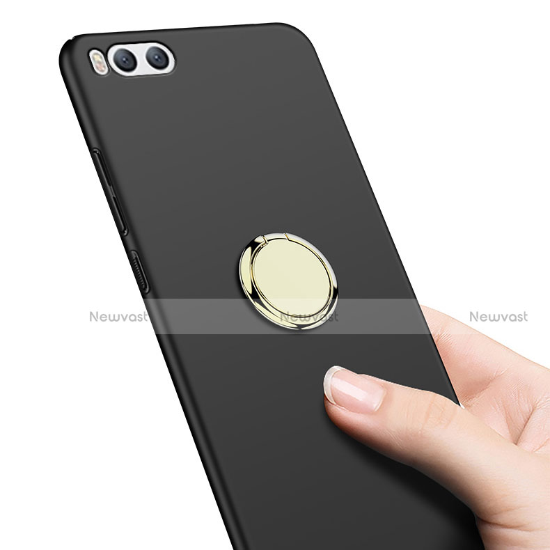 Hard Rigid Plastic Matte Finish Snap On Case with Finger Ring Stand A02 for Xiaomi Mi 6 Black