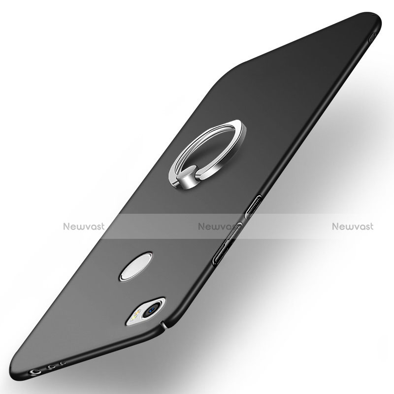 Hard Rigid Plastic Matte Finish Snap On Case with Finger Ring Stand A02 for Xiaomi Mi Max Black