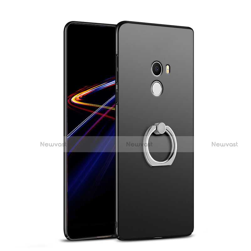 Hard Rigid Plastic Matte Finish Snap On Case with Finger Ring Stand A02 for Xiaomi Mi Mix Black