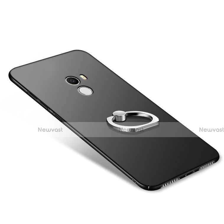 Hard Rigid Plastic Matte Finish Snap On Case with Finger Ring Stand A02 for Xiaomi Mi Mix Black