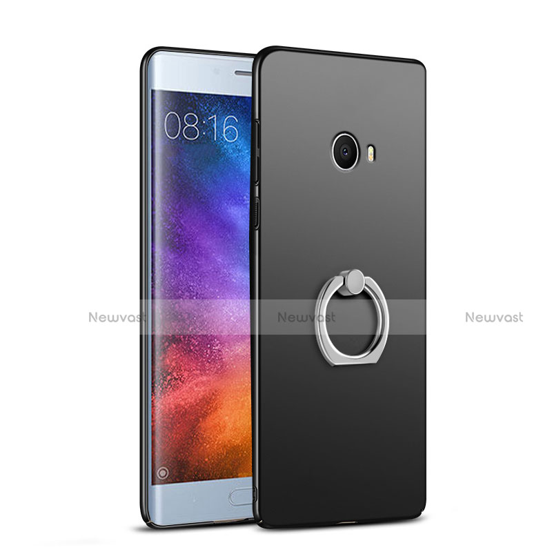 Hard Rigid Plastic Matte Finish Snap On Case with Finger Ring Stand A02 for Xiaomi Mi Note 2 Black