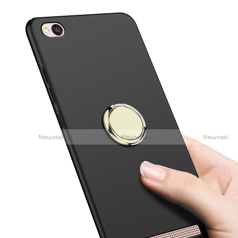 Hard Rigid Plastic Matte Finish Snap On Case with Finger Ring Stand A02 for Xiaomi Redmi 4A Black