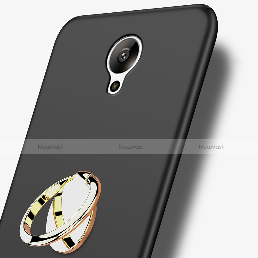 Hard Rigid Plastic Matte Finish Snap On Case with Finger Ring Stand A02 for Xiaomi Redmi Note 2 Black