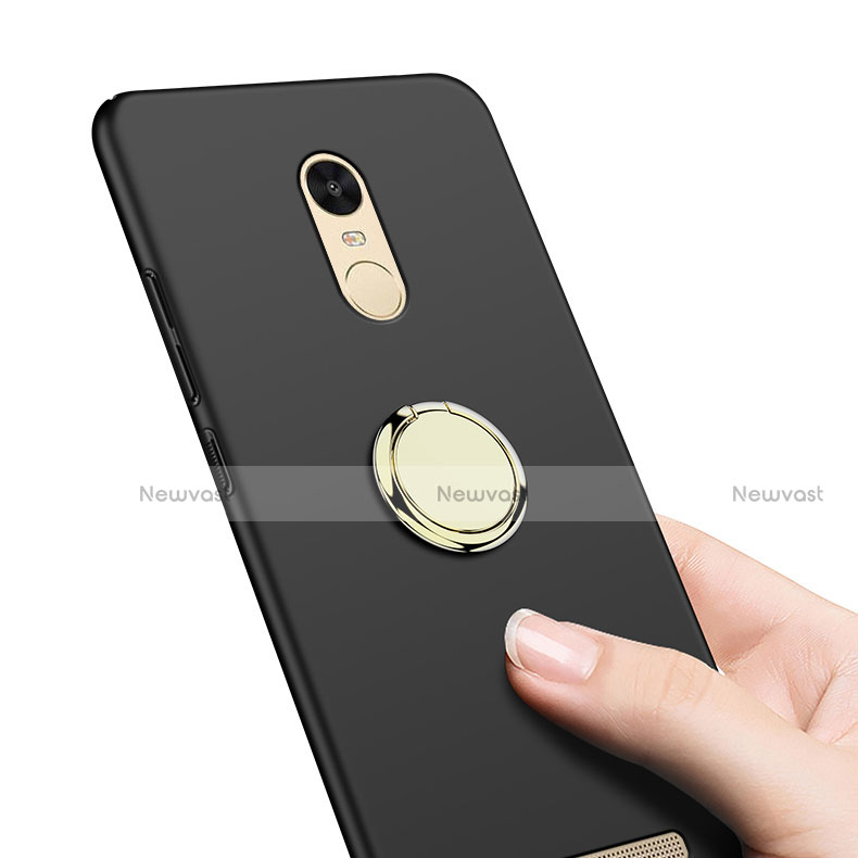 Hard Rigid Plastic Matte Finish Snap On Case with Finger Ring Stand A02 for Xiaomi Redmi Note 3 Black