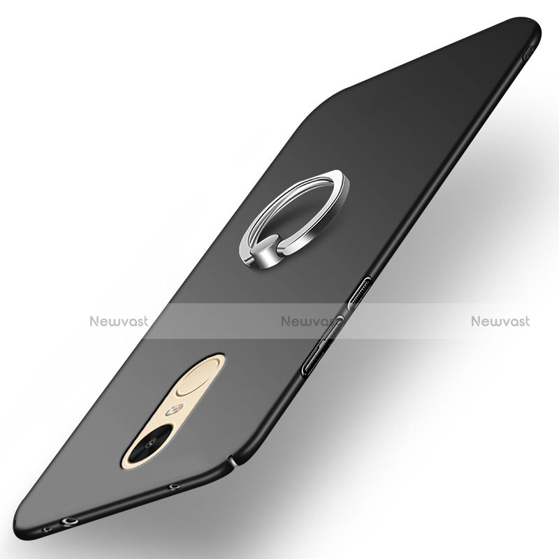 Hard Rigid Plastic Matte Finish Snap On Case with Finger Ring Stand A02 for Xiaomi Redmi Pro Black