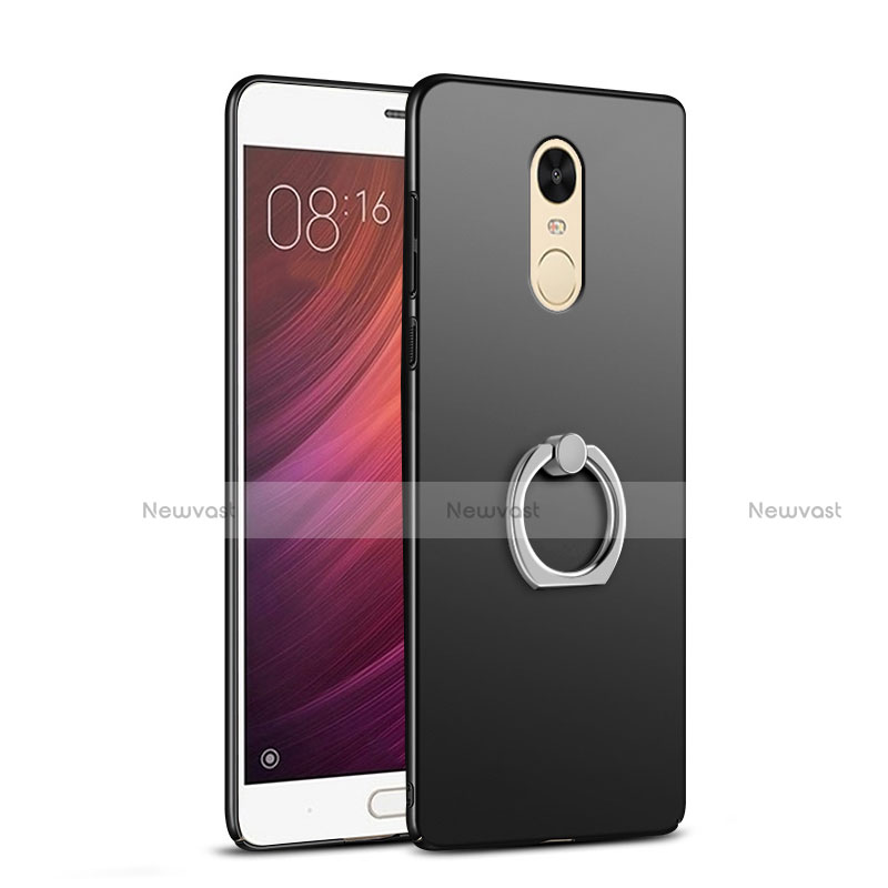 Hard Rigid Plastic Matte Finish Snap On Case with Finger Ring Stand A02 for Xiaomi Redmi Pro Black