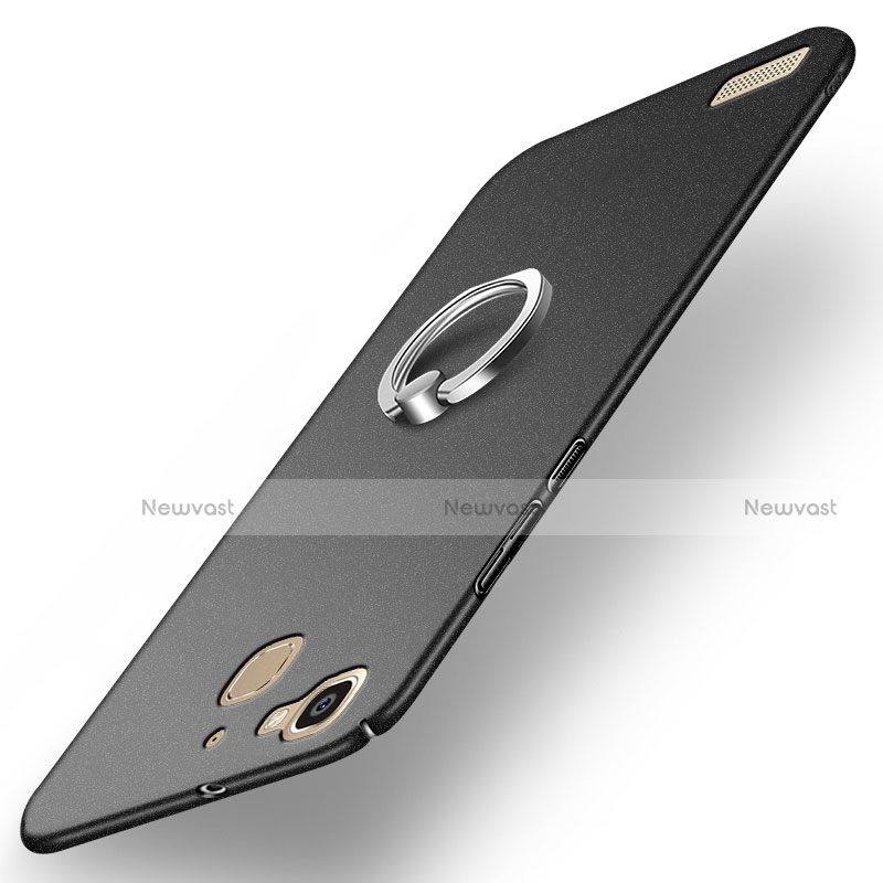 Hard Rigid Plastic Matte Finish Snap On Case with Finger Ring Stand A03 for Huawei Enjoy 5S Black