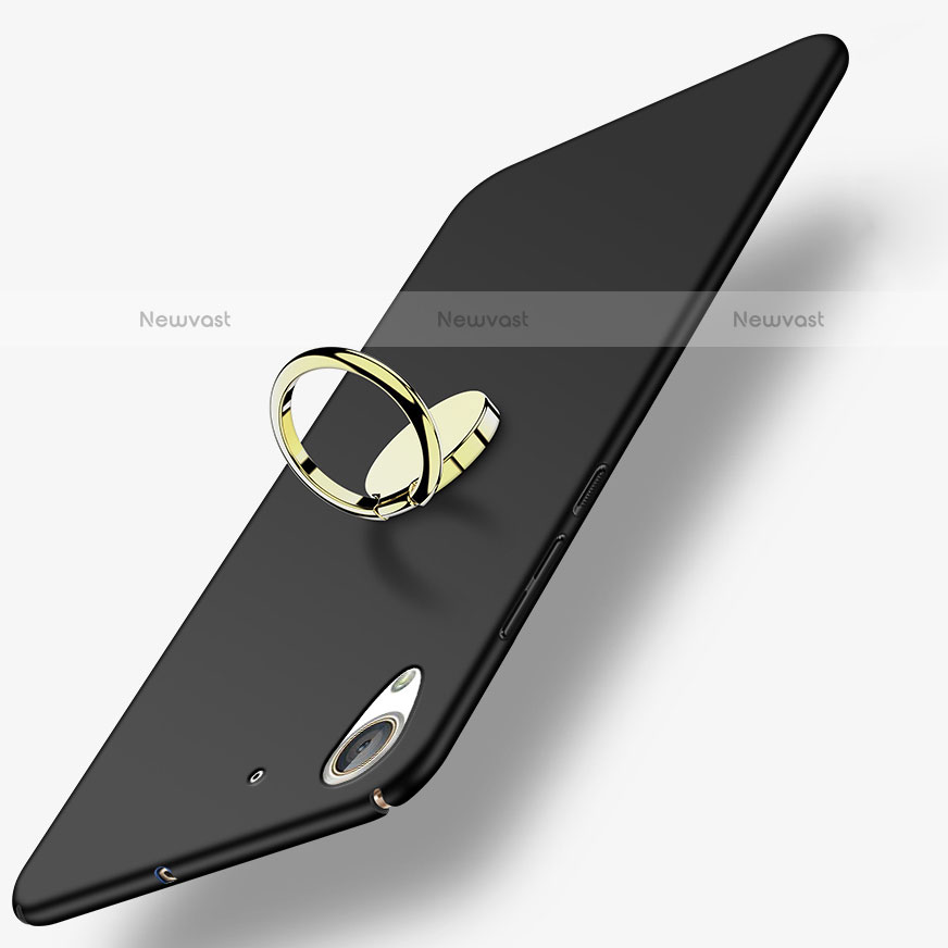 Hard Rigid Plastic Matte Finish Snap On Case with Finger Ring Stand A03 for Huawei Honor 5A Black