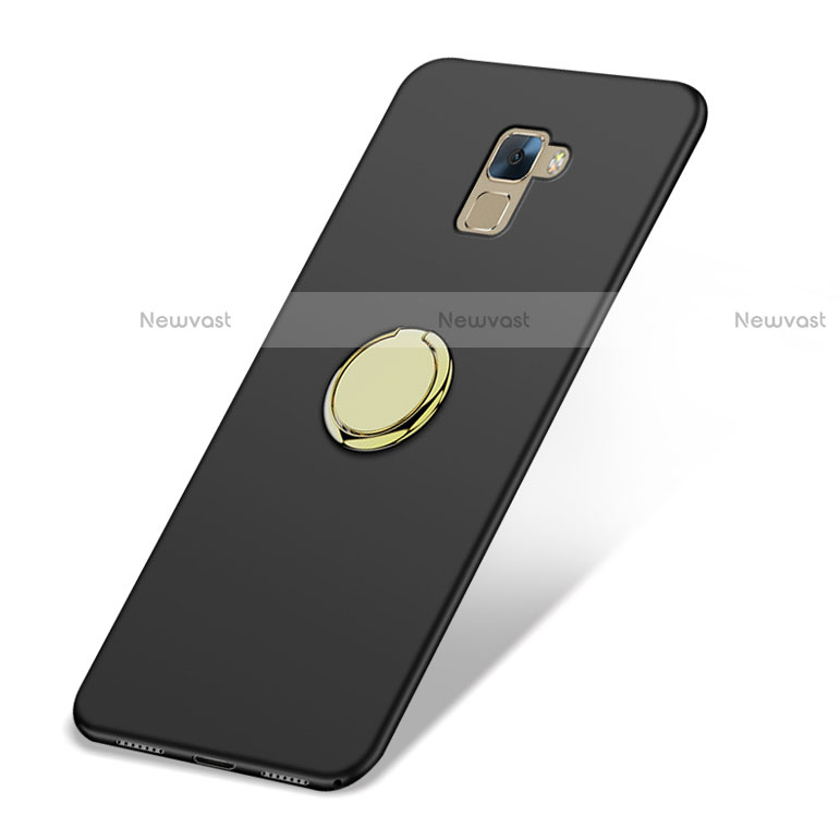 Hard Rigid Plastic Matte Finish Snap On Case with Finger Ring Stand A03 for Huawei Honor 7 Black