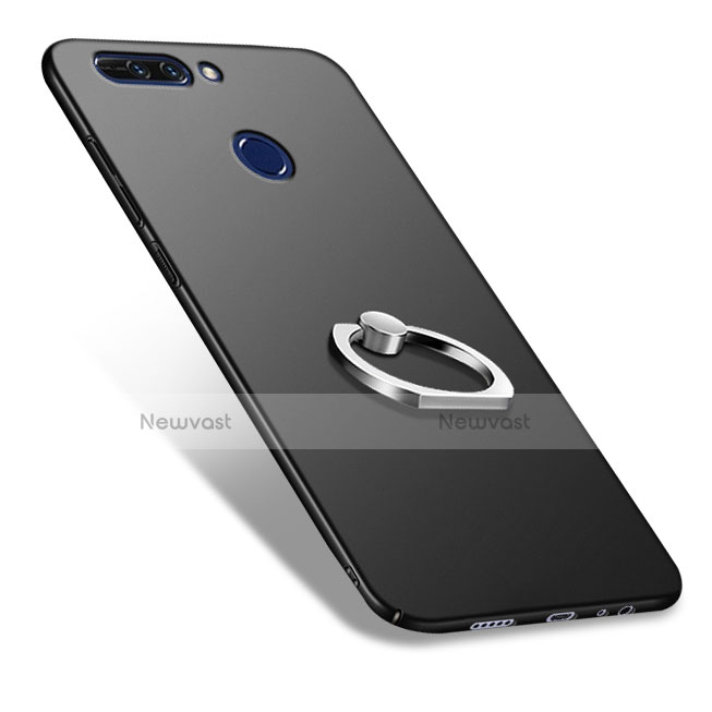 Hard Rigid Plastic Matte Finish Snap On Case with Finger Ring Stand A03 for Huawei Honor V9 Black