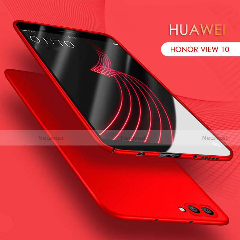 Hard Rigid Plastic Matte Finish Snap On Case with Finger Ring Stand A03 for Huawei Honor View 10 Red