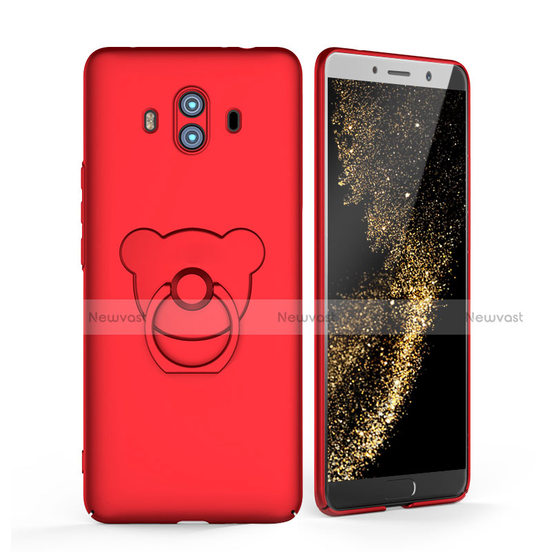 Hard Rigid Plastic Matte Finish Snap On Case with Finger Ring Stand A03 for Huawei Mate 10 Red