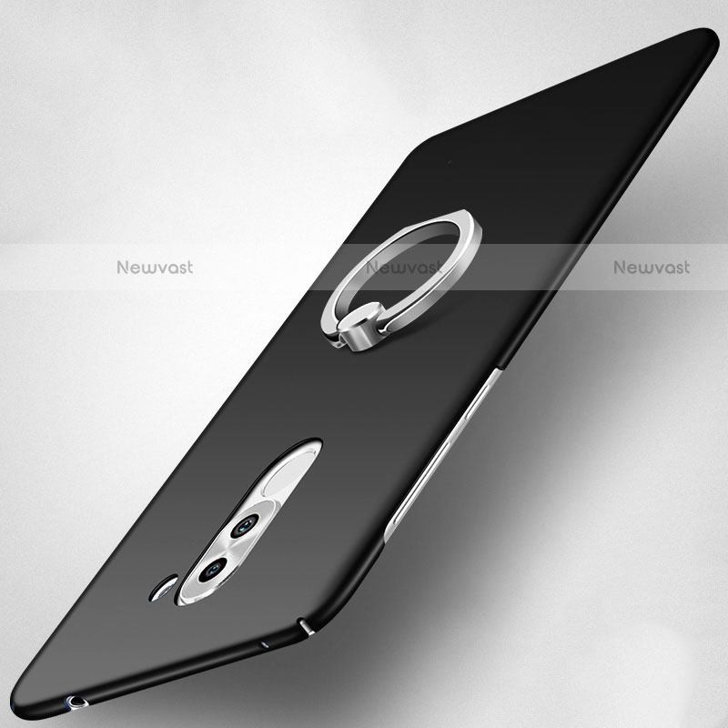 Hard Rigid Plastic Matte Finish Snap On Case with Finger Ring Stand A03 for Huawei Mate 9 Lite Black