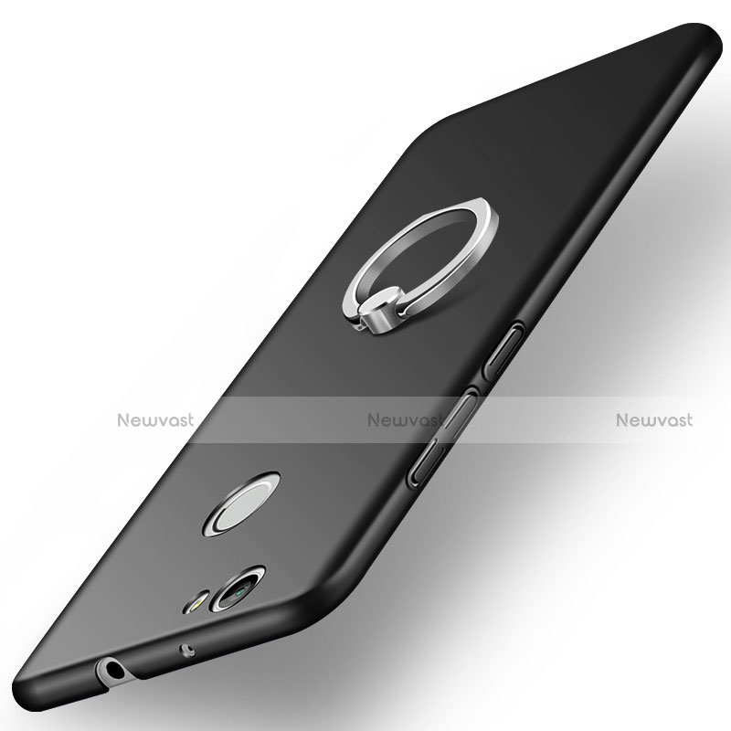 Hard Rigid Plastic Matte Finish Snap On Case with Finger Ring Stand A03 for Huawei Nova Black