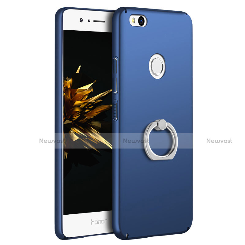 Hard Rigid Plastic Matte Finish Snap On Case with Finger Ring Stand A03 for Huawei Nova Lite Blue