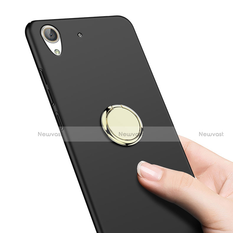 Hard Rigid Plastic Matte Finish Snap On Case with Finger Ring Stand A03 for Huawei Y6 II 5 5 Black
