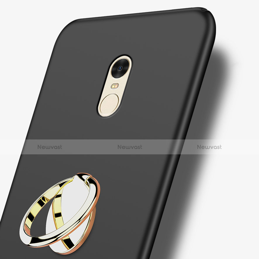 Hard Rigid Plastic Matte Finish Snap On Case with Finger Ring Stand A03 for Xiaomi Redmi Note 4 Black