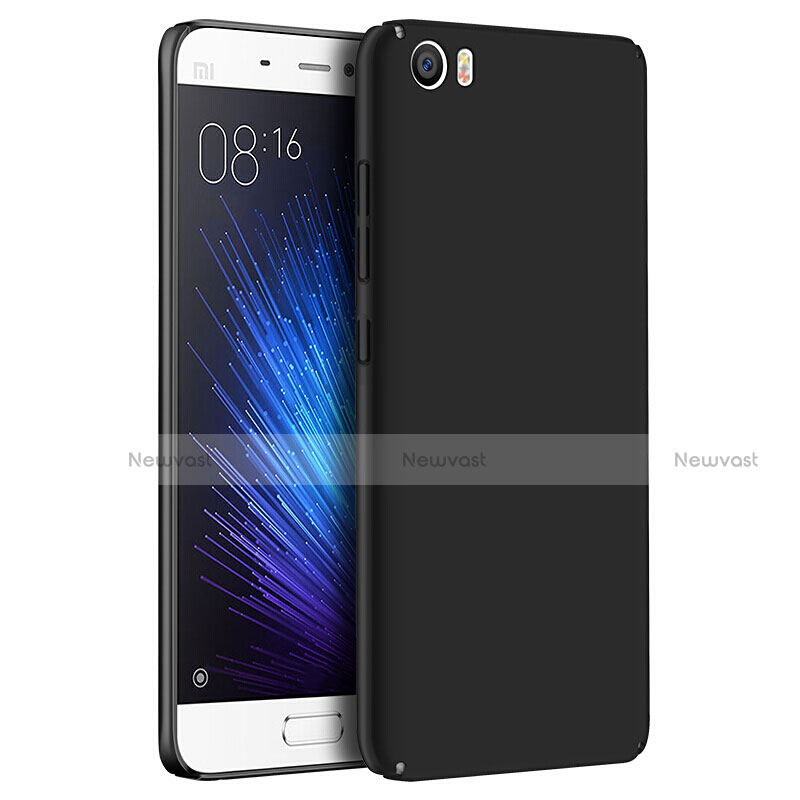 Hard Rigid Plastic Matte Finish Snap On Case with Finger Ring Stand A04 for Xiaomi Mi 5 Black