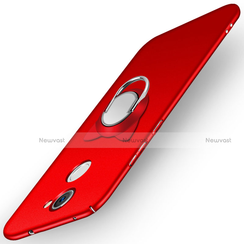 Hard Rigid Plastic Matte Finish Snap On Case with Finger Ring Stand A05 for Huawei Enjoy 7 Plus Red
