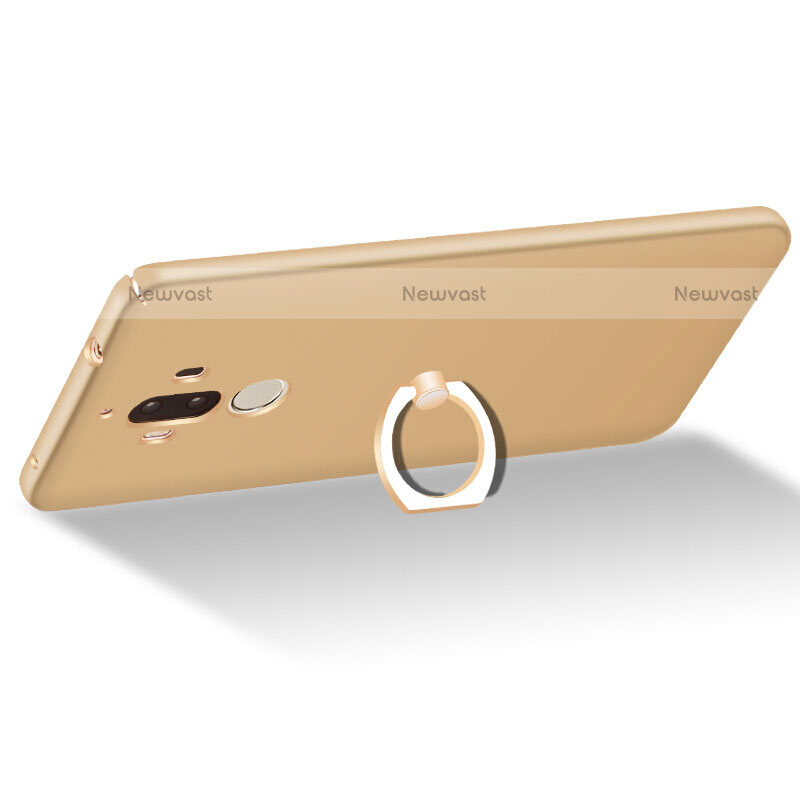 Hard Rigid Plastic Matte Finish Snap On Case with Finger Ring Stand A05 for Huawei Mate 9 Gold