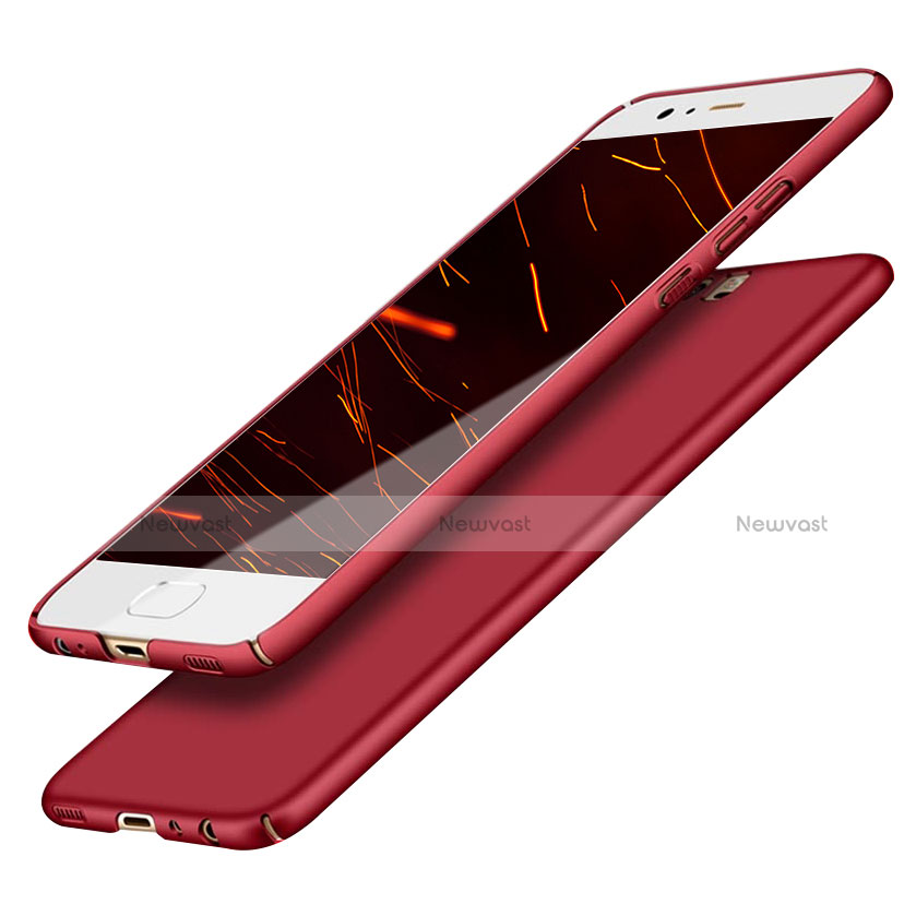 Hard Rigid Plastic Matte Finish Snap On Case with Finger Ring Stand A05 for Huawei P10 Red