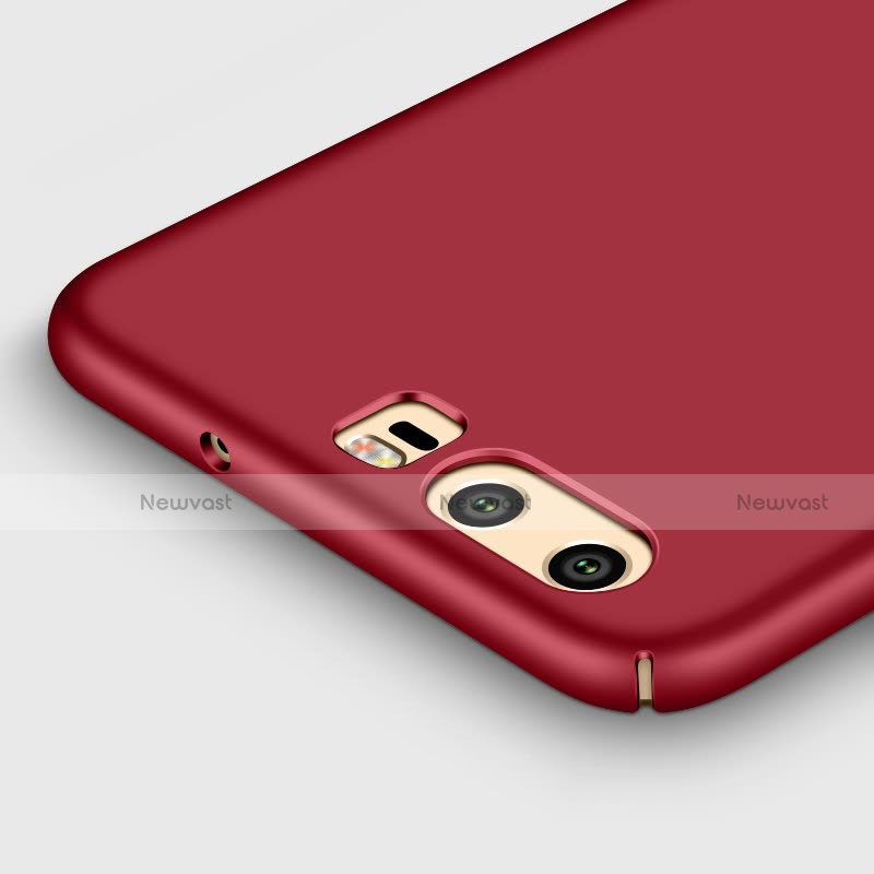 Hard Rigid Plastic Matte Finish Snap On Case with Finger Ring Stand A05 for Huawei P10 Red