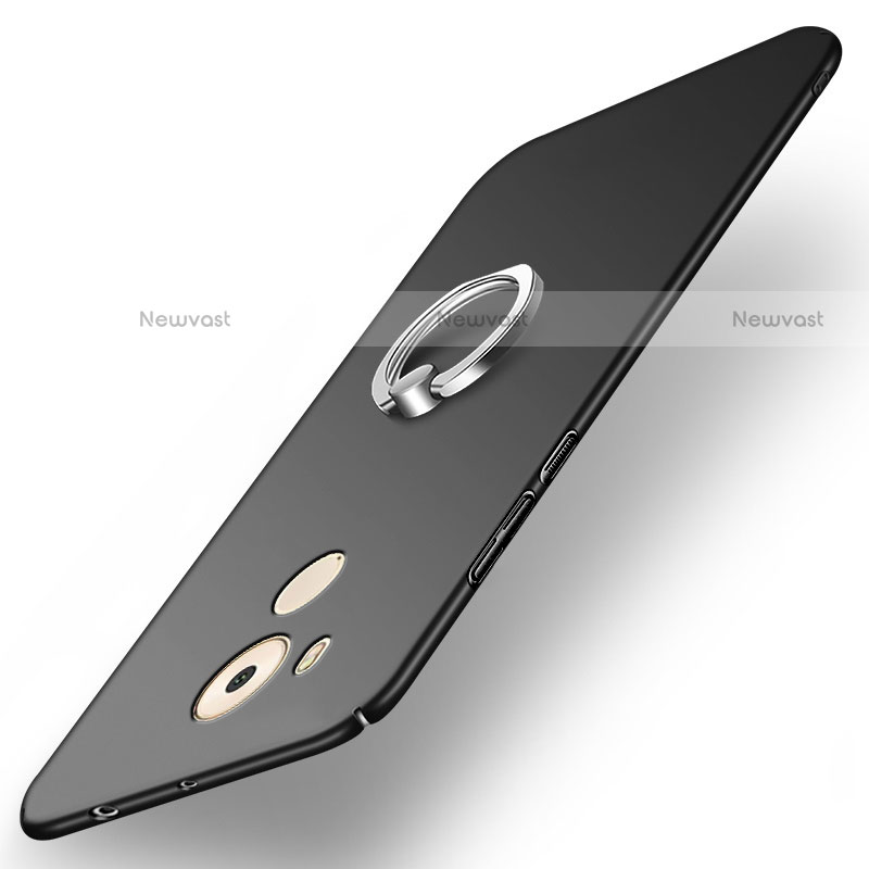 Hard Rigid Plastic Matte Finish Snap On Case with Finger Ring Stand A06 for Huawei Mate 8 Black