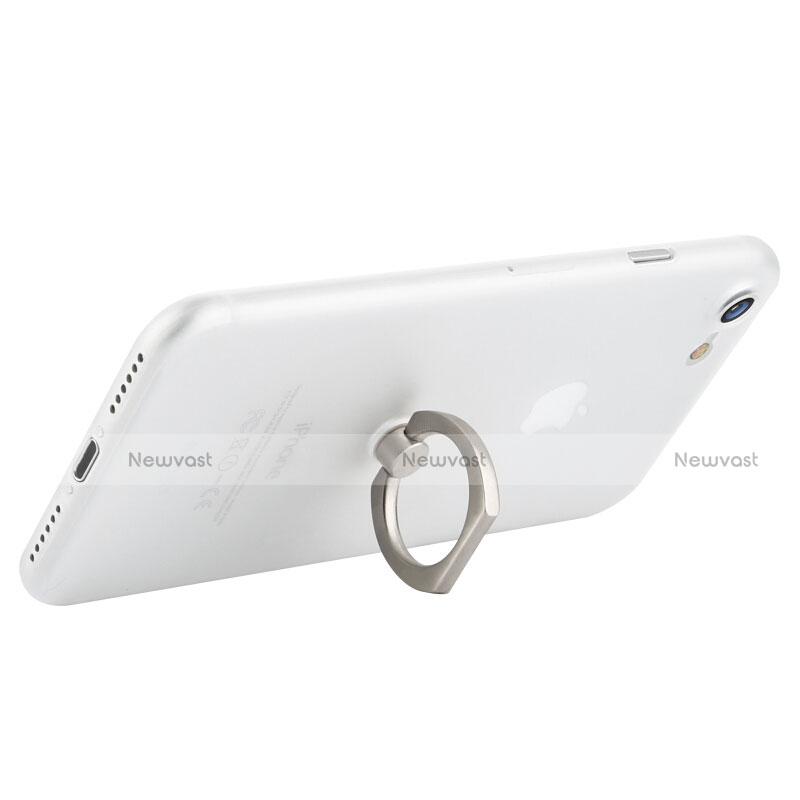 Hard Rigid Plastic Matte Finish Snap On Case with Finger Ring Stand F01 for Apple iPhone 8 White