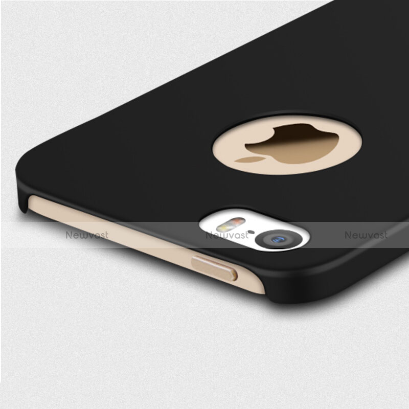 Hard Rigid Plastic Matte Finish Snap On Case with Finger Ring Stand for Apple iPhone 5S Black