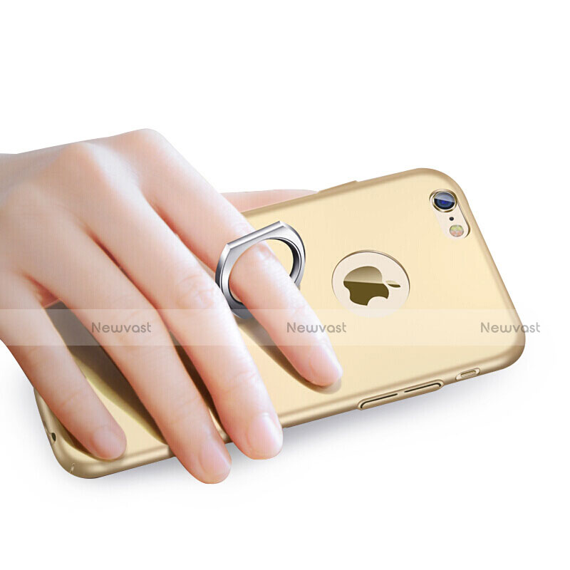 Hard Rigid Plastic Matte Finish Snap On Case with Finger Ring Stand for Apple iPhone 6S Gold