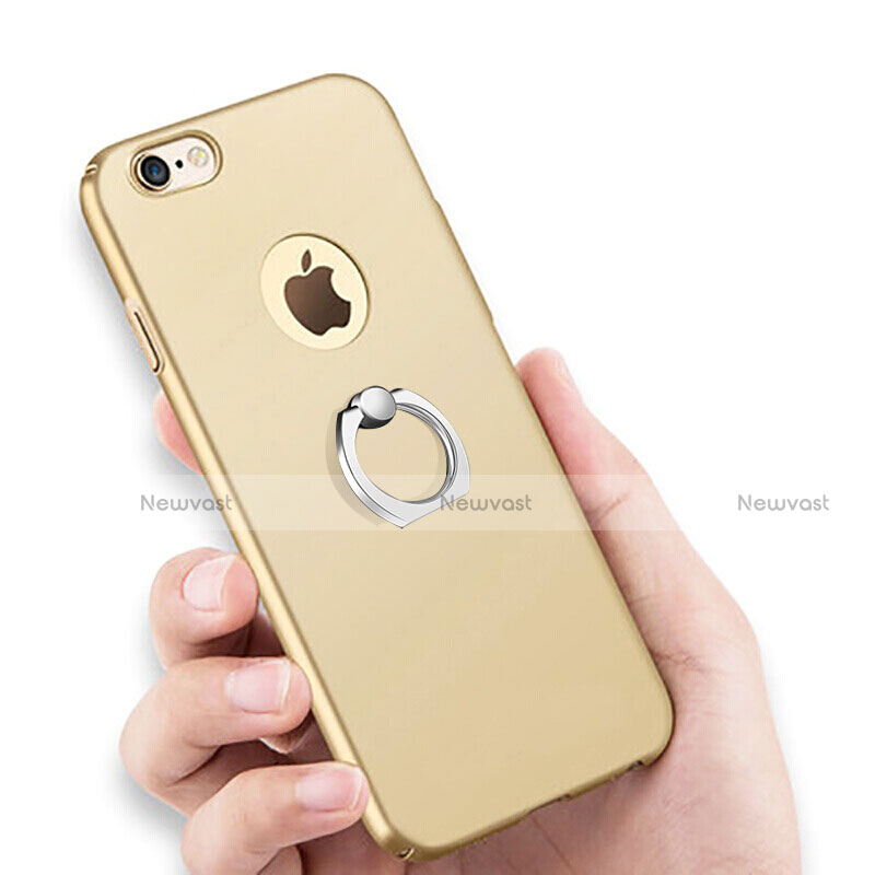 Hard Rigid Plastic Matte Finish Snap On Case with Finger Ring Stand for Apple iPhone 6S Plus Gold