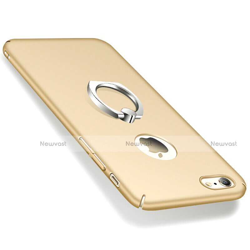 Hard Rigid Plastic Matte Finish Snap On Case with Finger Ring Stand for Apple iPhone 6S Plus Gold