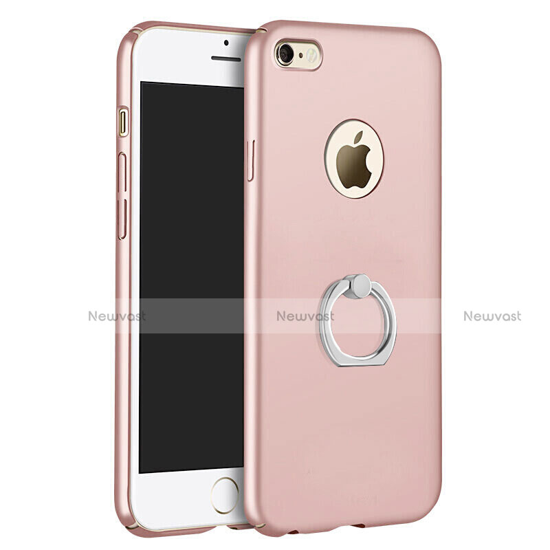 Hard Rigid Plastic Matte Finish Snap On Case with Finger Ring Stand for Apple iPhone 6S Plus Pink