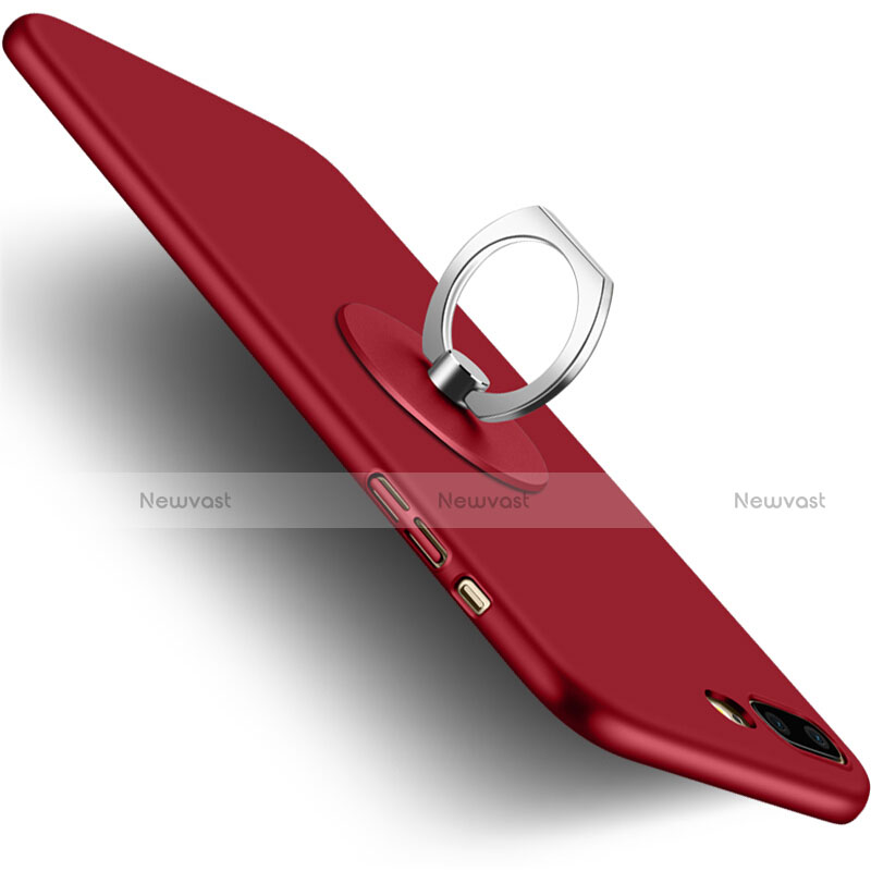 Hard Rigid Plastic Matte Finish Snap On Case with Finger Ring Stand for Apple iPhone 7 Plus Red